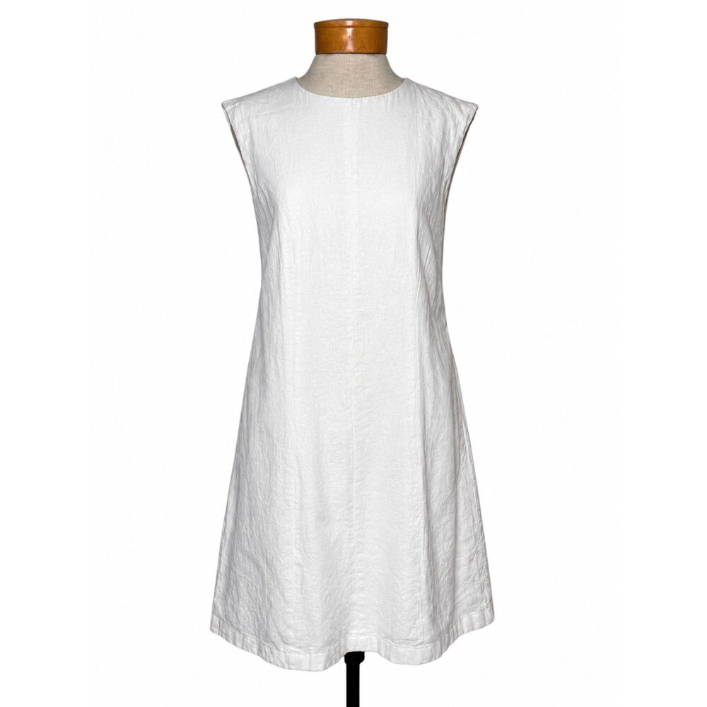 NWT Abercrombie & Fitch White Linen Blend Open Back Cutout Mini Dress L Minimal